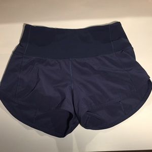 LULU LEMON Navy High Waisted Speed Up Short